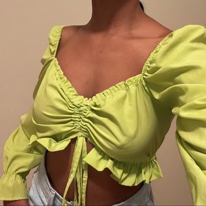 Lime Green Ruched Top